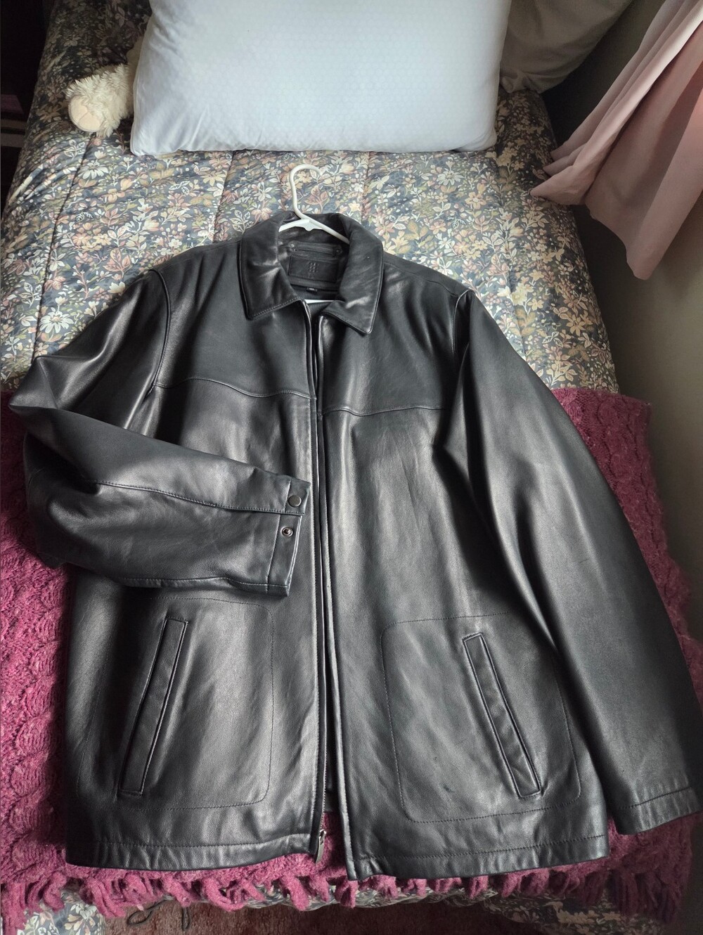 Apt. 9 Black Leather Bomber Jacket